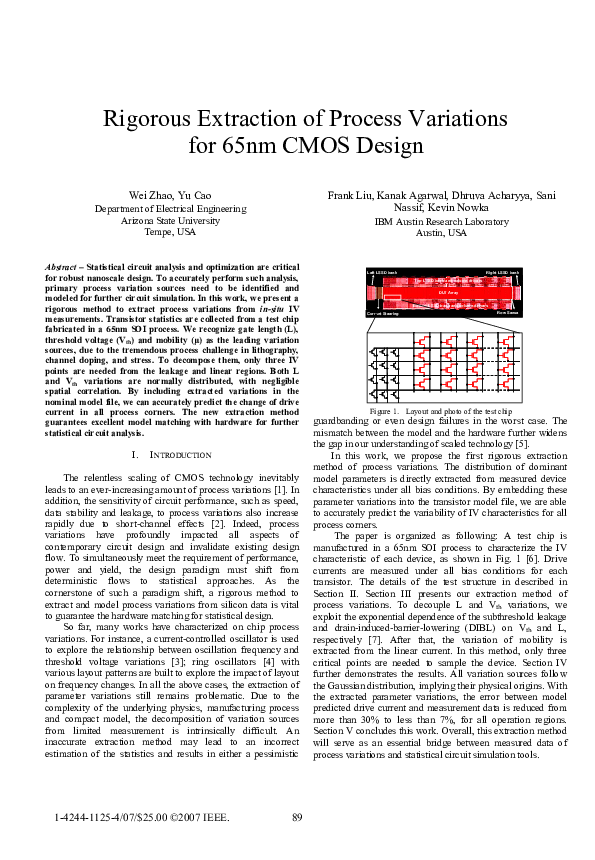 (PDF) Rigorous extraction of process variations for 65nm CMOS design