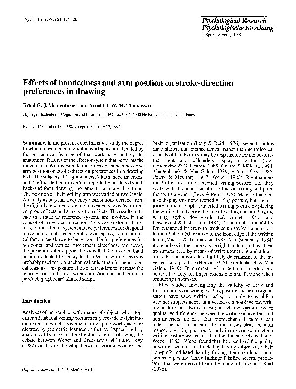 (PDF) Effects of handedness and arm position on stroke-direction ...