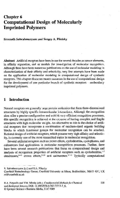 (PDF) Computational Design of Molecularly Imprinted Polymers