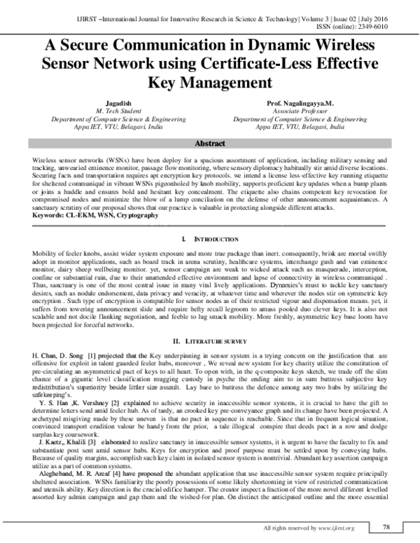 (PDF) A Secure Communication in Dynamic Wireless Sensor Network using ...
