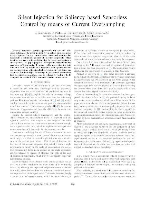 (PDF) Silent injection for saliency based sensorless control by means ...