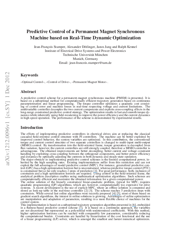 (PDF) Predictive Control of a Permanent Magnet Synchronous Machine ...