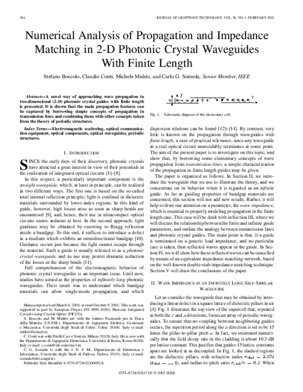 (PDF) Numerical analysis of propagation and impedance matching in 2D ...
