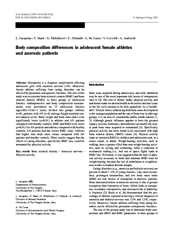 (PDF) Body composition differences in adolescent female athletes and ...