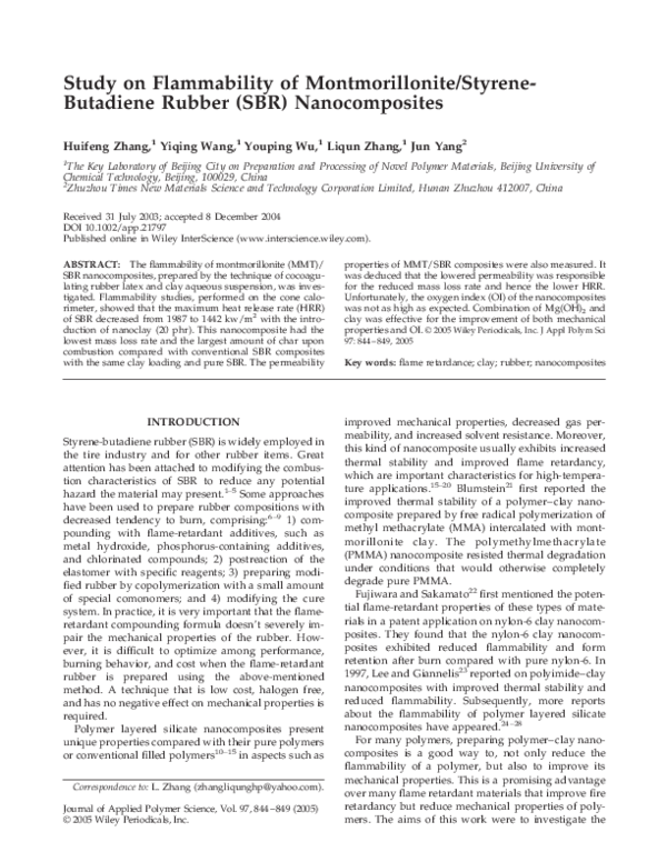 (PDF) Study on flammability of montmorillonite/styrene-butadiene rubber ...