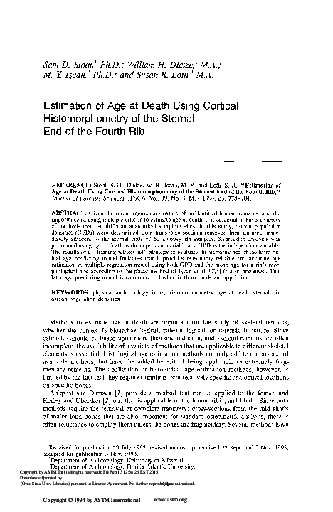 (PDF) Estimation of age at death using cortical histomorphometry of the ...
