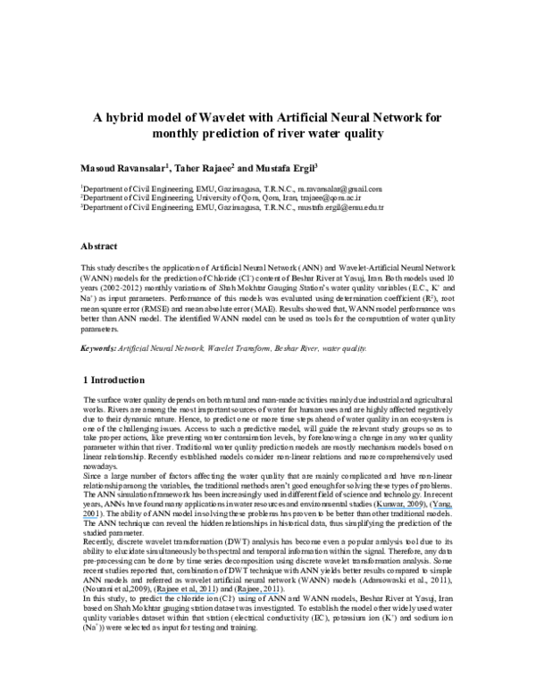 (PDF) A hybrid model of Wavelet with Artificial Neural Network for ...