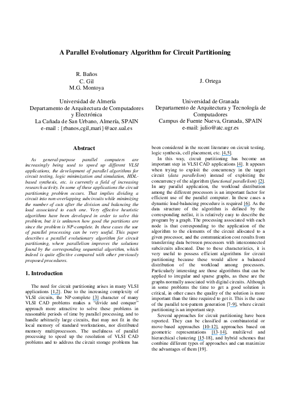 (PDF) A Parallel Evolutionary Algorithm for Circuit Partitioning