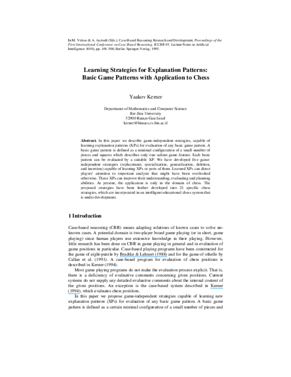 (PDF) Learning strategies for explanation patterns: Basic game patterns ...