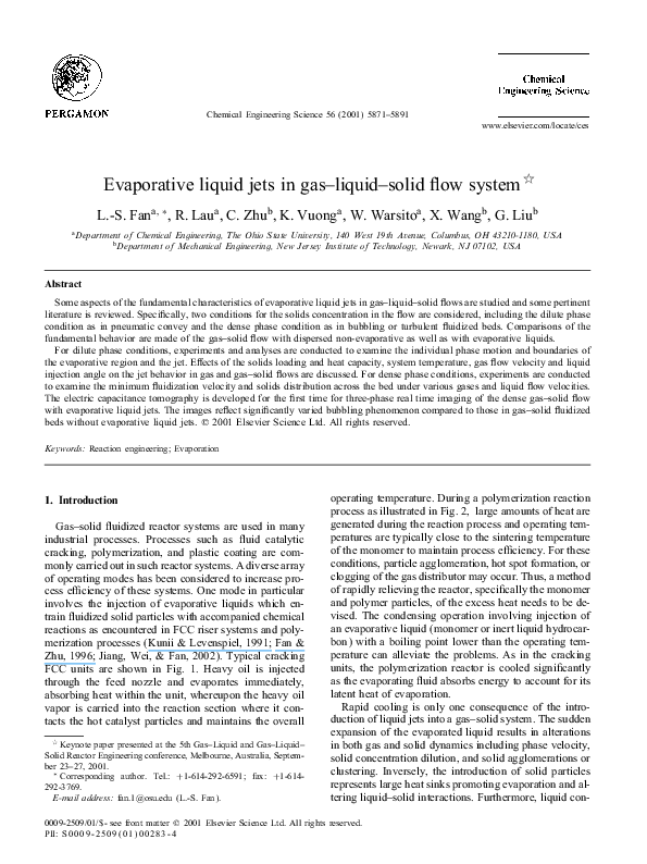 (PDF) Evaporative liquid jets in gas–liquid–solid flow system
