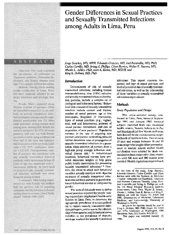 (PDF) Gender differences in sexual practices and sexually transmitted ...