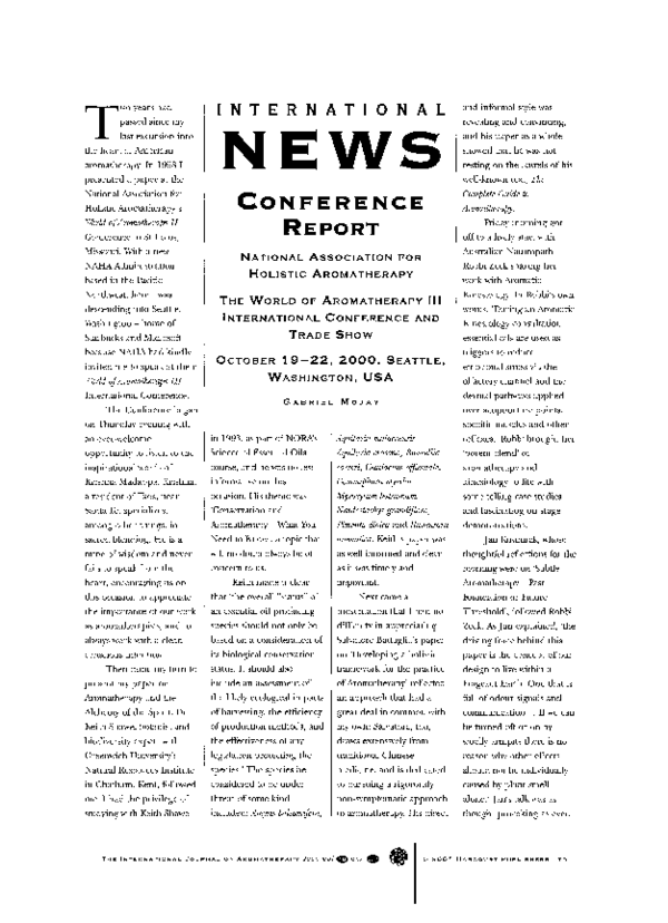 (PDF) Conference report National Association for Holistic Aromatherapy