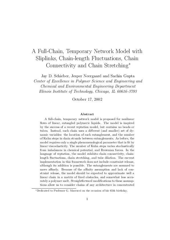 (PDF) A full-chain, temporary network model with sliplinks, chain ...