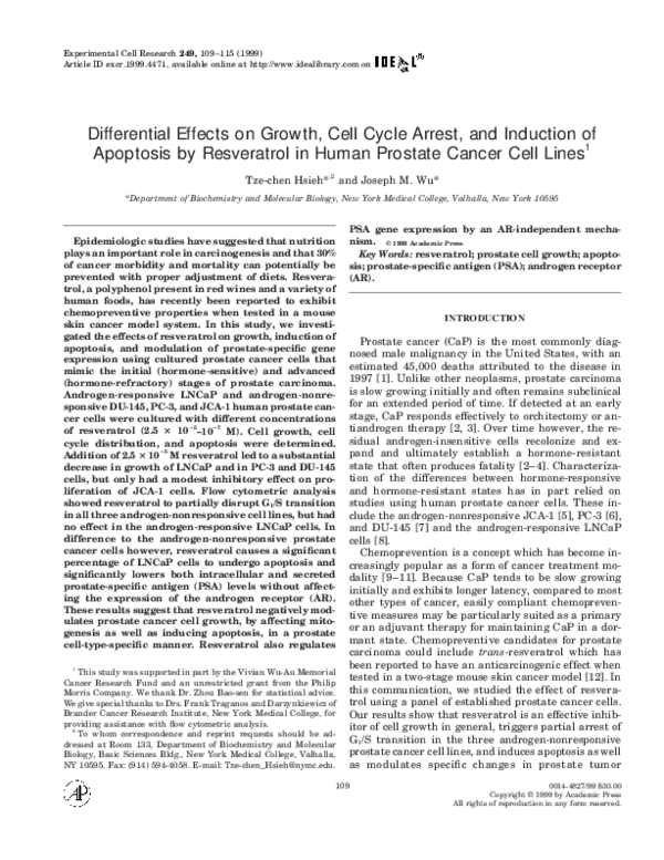 (PDF) Differential Effects on Growth, Cell Cycle Arrest, and Induction ...