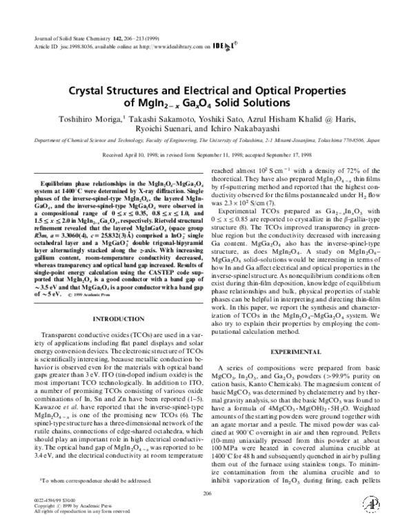(PDF) Crystal Structures and Electrical and Optical Properties of MgIn ...