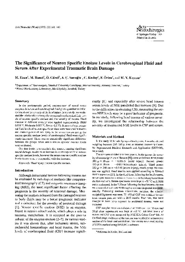 (PDF) The significance of neuron specific enolase levels in ...