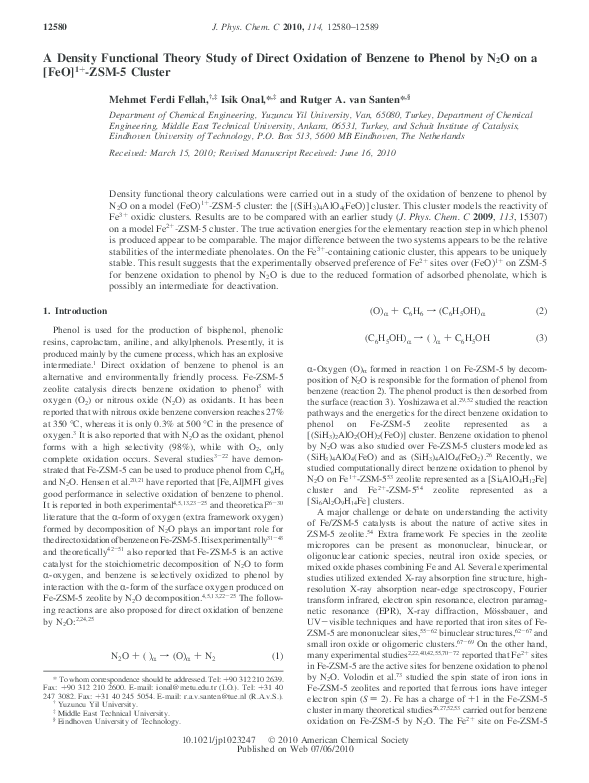 (PDF) A Density Functional Theory Study of Direct Oxidation of Benzene ...