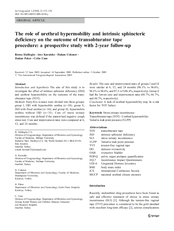 (PDF) Correlation of tape location and tension with surgical outcome ...