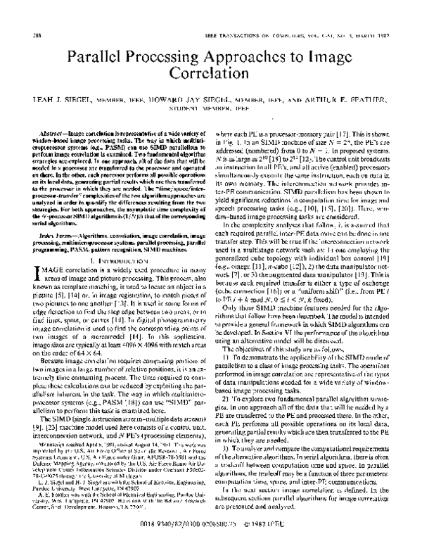 (PDF) Parallel processing approaches to image correlation