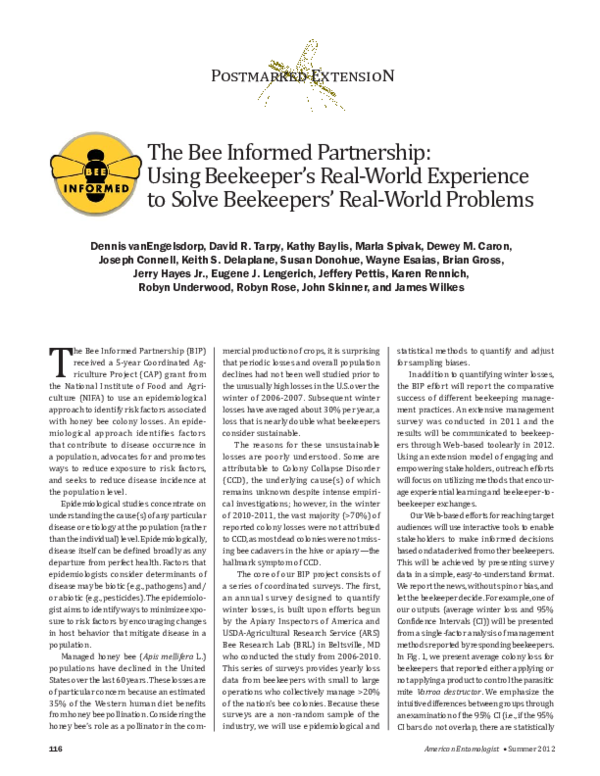 (PDF) The Bee Informed Partnership: Using Beekeeper's Real-World ...