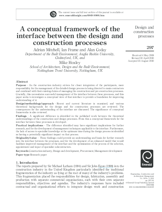 (PDF) A conceptual framework of the interface between the design and ...