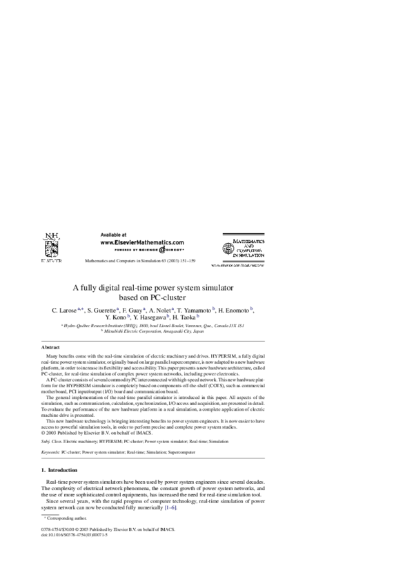 (PDF) A fully digital real-time power system simulator based on PC-cluster