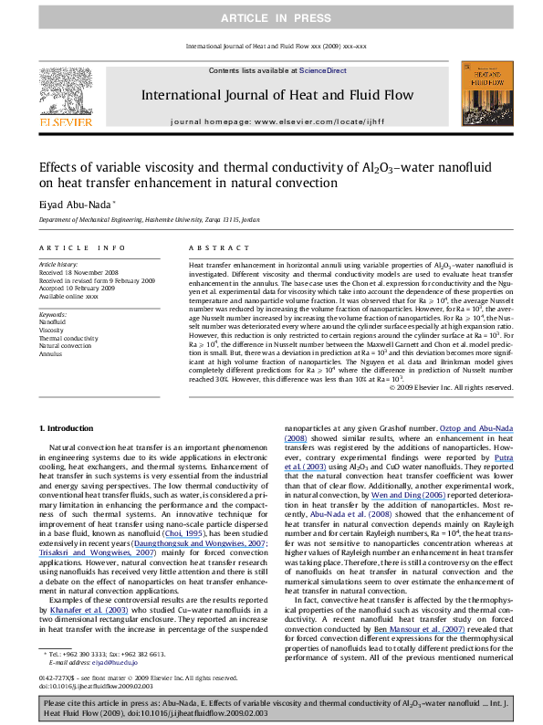 (PDF) The effects of variable viscosity and thermal conductivity on a ...