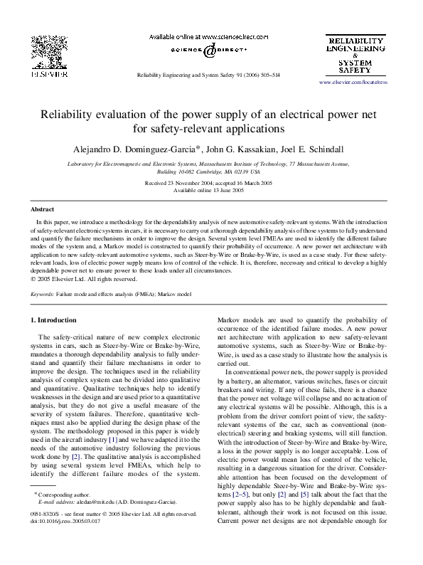 (PDF) Reliability evaluation of the power supply of an electrical power ...