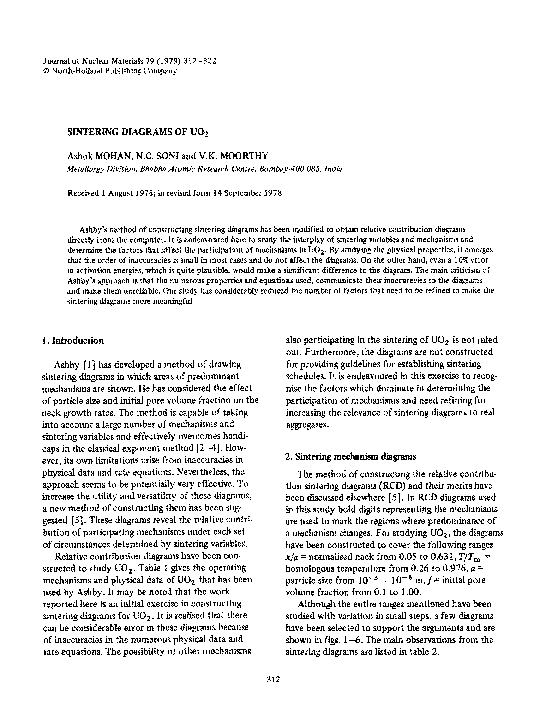 (PDF) Sintering diagrams of UO2