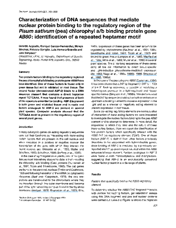 (PDF) Characterization of DNA sequences that mediate nuclear protein ...