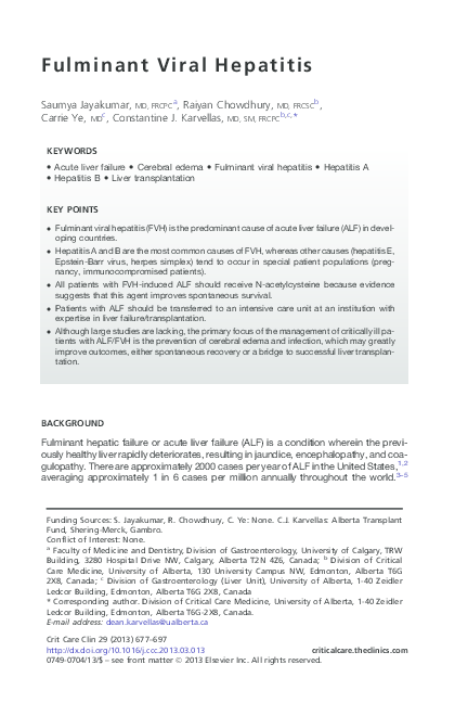 (PDF) Fulminant Viral Hepatitis