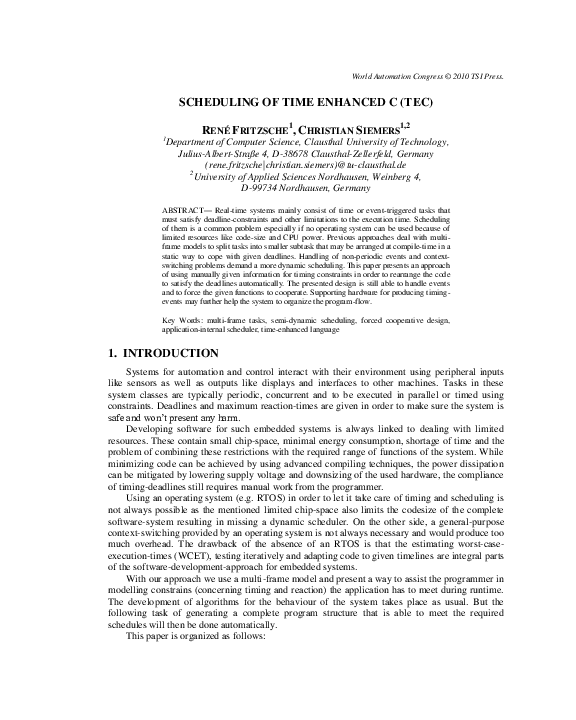 (PDF) Scheduling of time enhanced c (TEC)