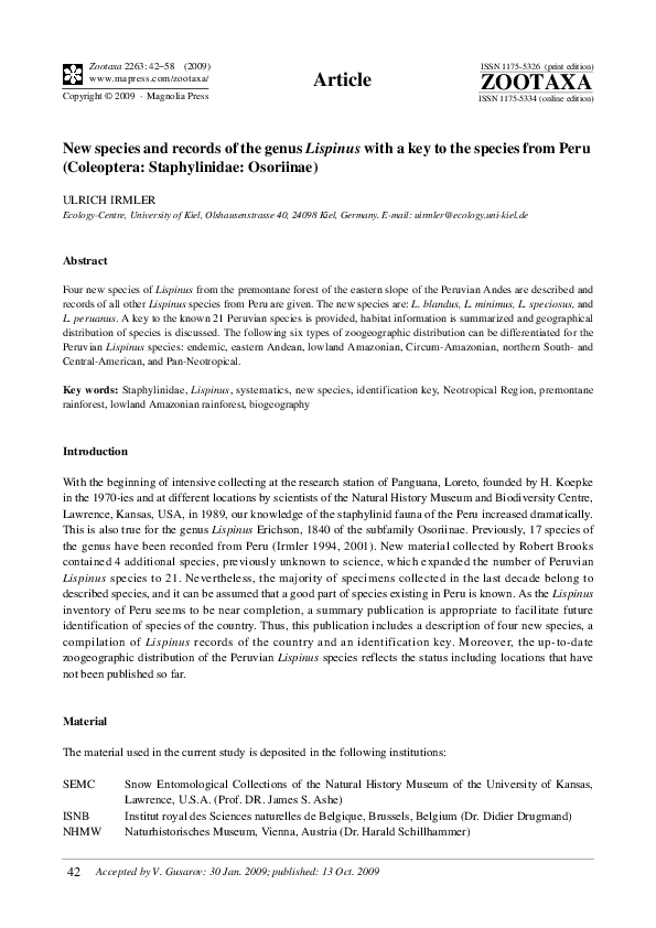 (PDF) New species and records of the genus Lispinus with a key to the ...