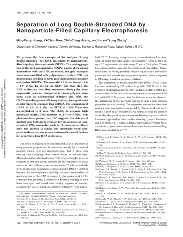 (PDF) Separation of Long Double-Stranded DNA by Nanoparticle-Filled ...