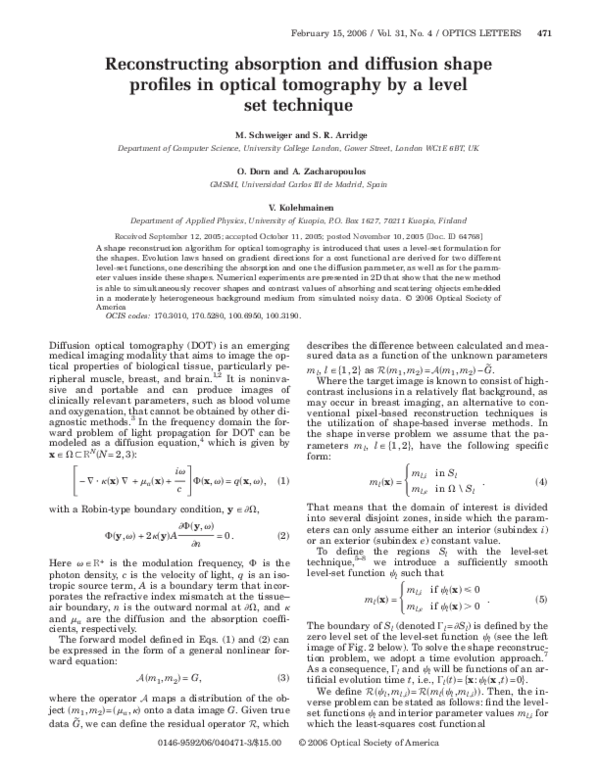 (PDF) Reconstructing absorption and diffusion shape profiles in optical