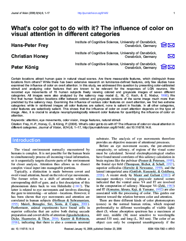 (PDF) What's color got to do with it? The influence of color on visual ...
