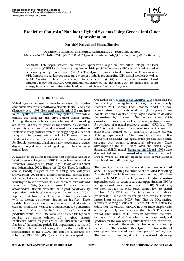 (PDF) A Computationally Efficient Scheme for Model Predictive Control ...