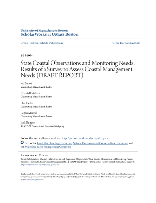 (PDF) State Coastal Observations and Monitoring Needs: Results of a ...