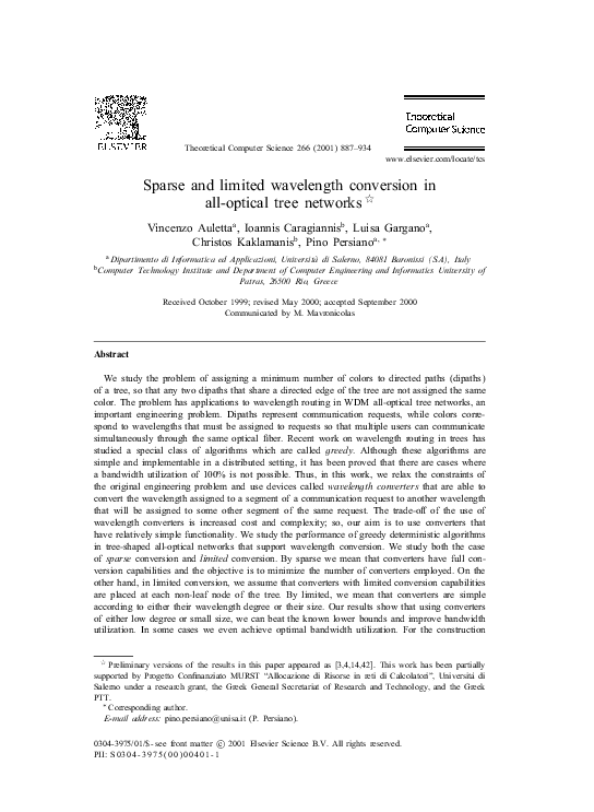 (PDF) Sparse and limited wavelength conversion in all-optical tree networks