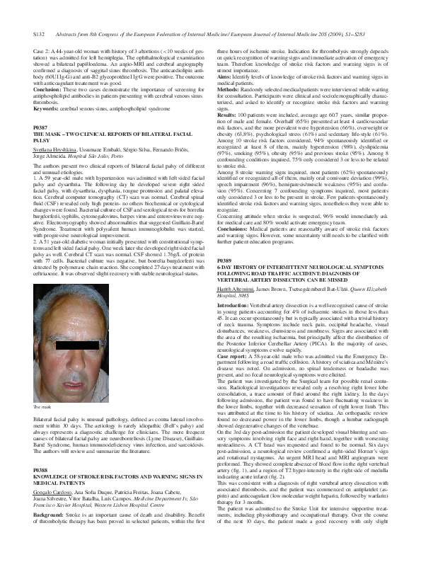 (PDF) P0388 KNOWLEDGE OF STROKE RISK FACTORS AND WARNING SIGNS IN ...