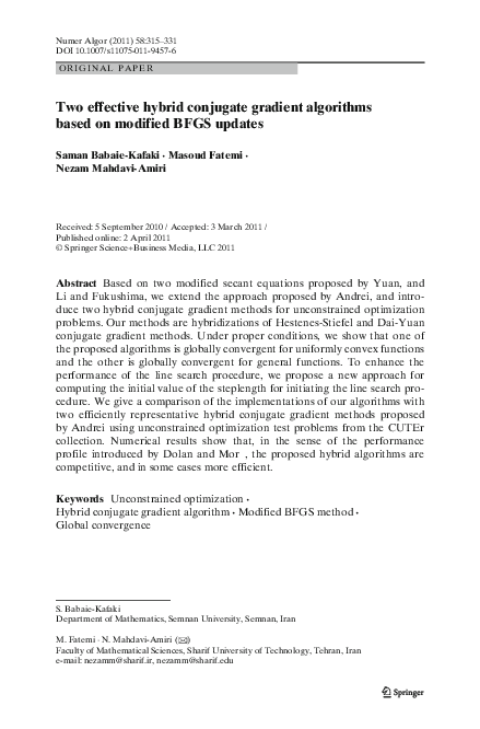 (PDF) Two effective hybrid conjugate gradient algorithms based on ...
