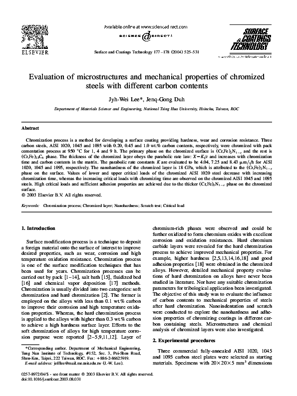 (PDF) Evaluation of microstructures and mechanical properties of ...