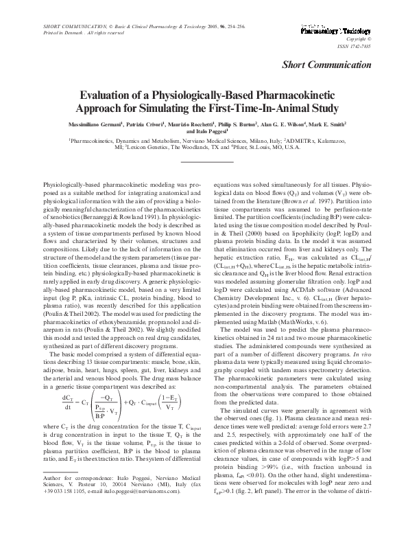 (PDF) Evaluation of physiologically based pharmacokinetic models for ...