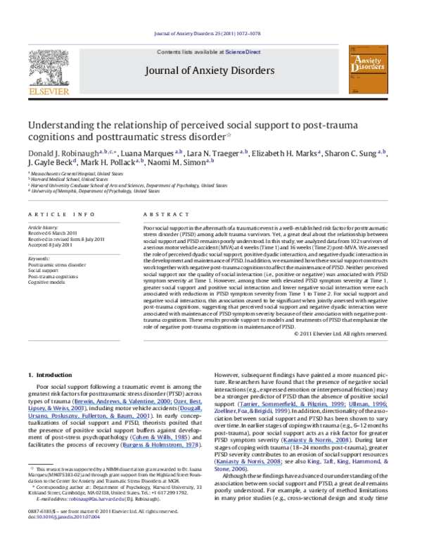 (PDF) Understanding the relationship of perceived social support to ...