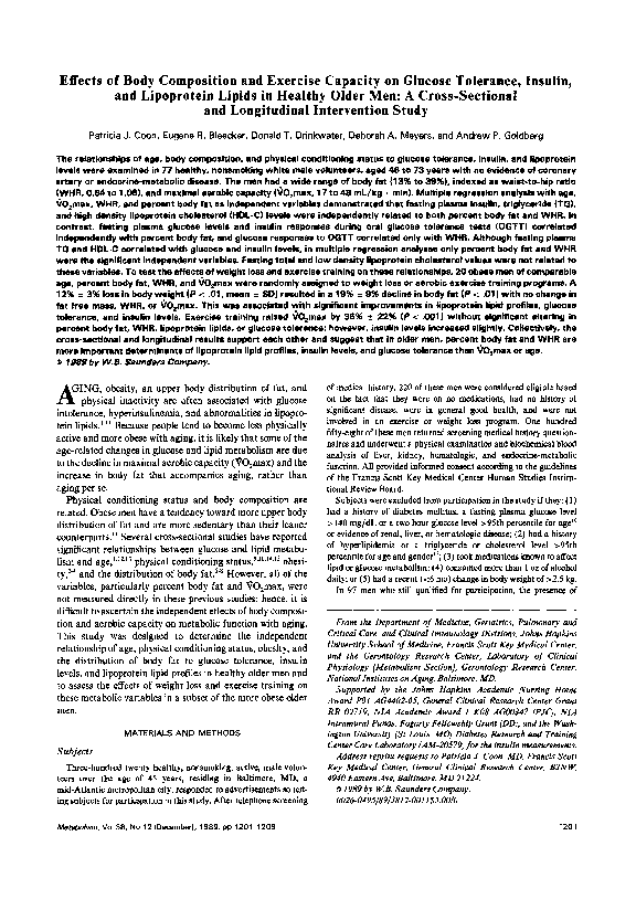 (PDF) Effects of body composition and exercise capacity on glucose ...