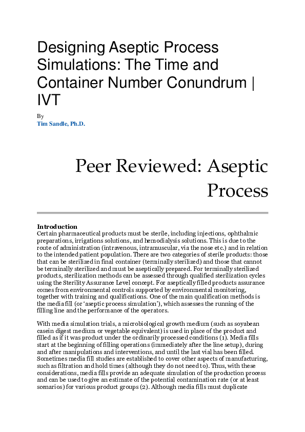(PDF) Designing Aseptic Process Simulations: The Time and Container ...