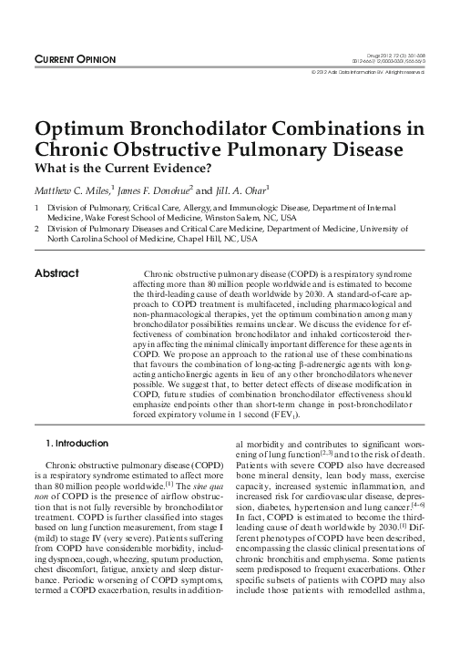 (PDF) Optimum Bronchodilator Combinations in Chronic Obstructive