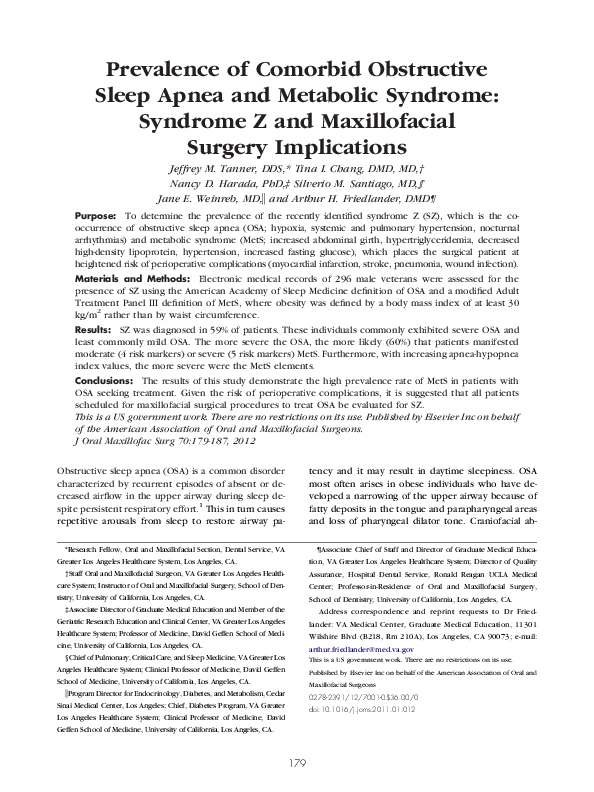 (PDF) Prevalence of Comorbid Obstructive Sleep Apnea and Metabolic ...