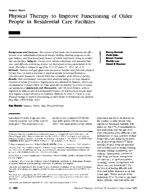 (PDF) Physical therapy to improve functioning of older people in ...