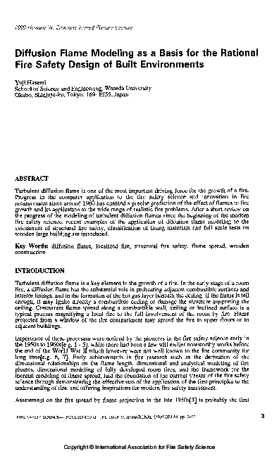 (PDF) Diffusion Flame Modeling As A Basis For The Rational Fire Safety ...
